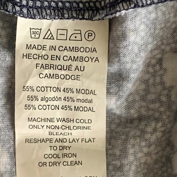 Michael Kors Cotton Modal Floral Peasant Top L Blue & White 134i - Picture 7 of 7